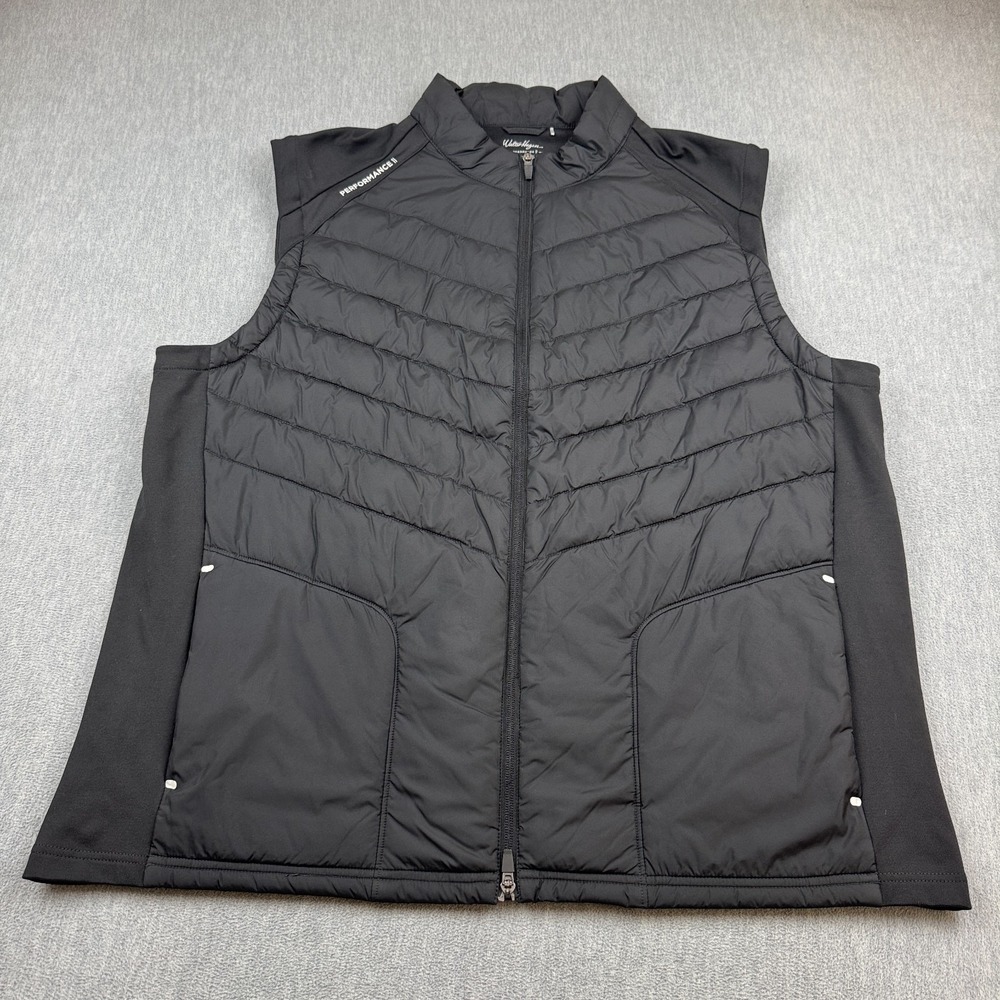 Walter Hagen Puffer Vest Mens XL Black‎ Performance Hybrid Golf Quilted Full Zip